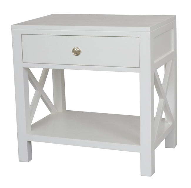 DA Catalina Crossed Bedside Table with Shelf – White