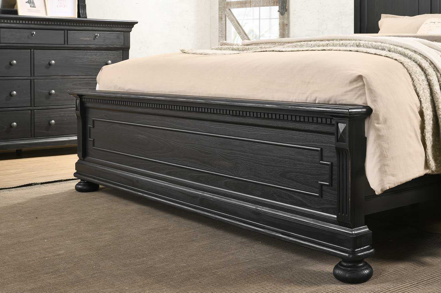 BT Brooklyn Solid Timber King Bed Aged Black