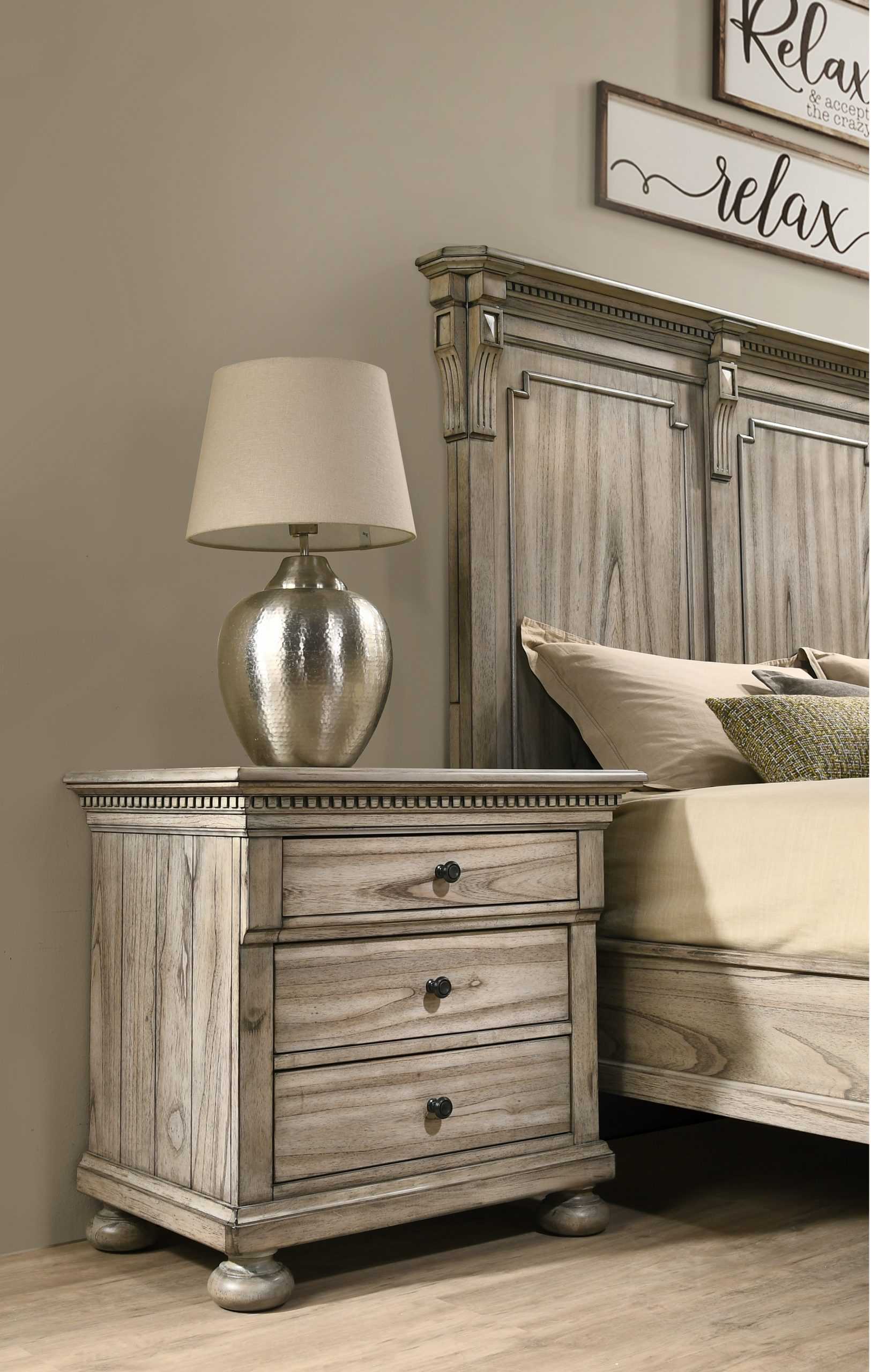 BT Brooklyn Solid Timber King Bed Provincial Grey