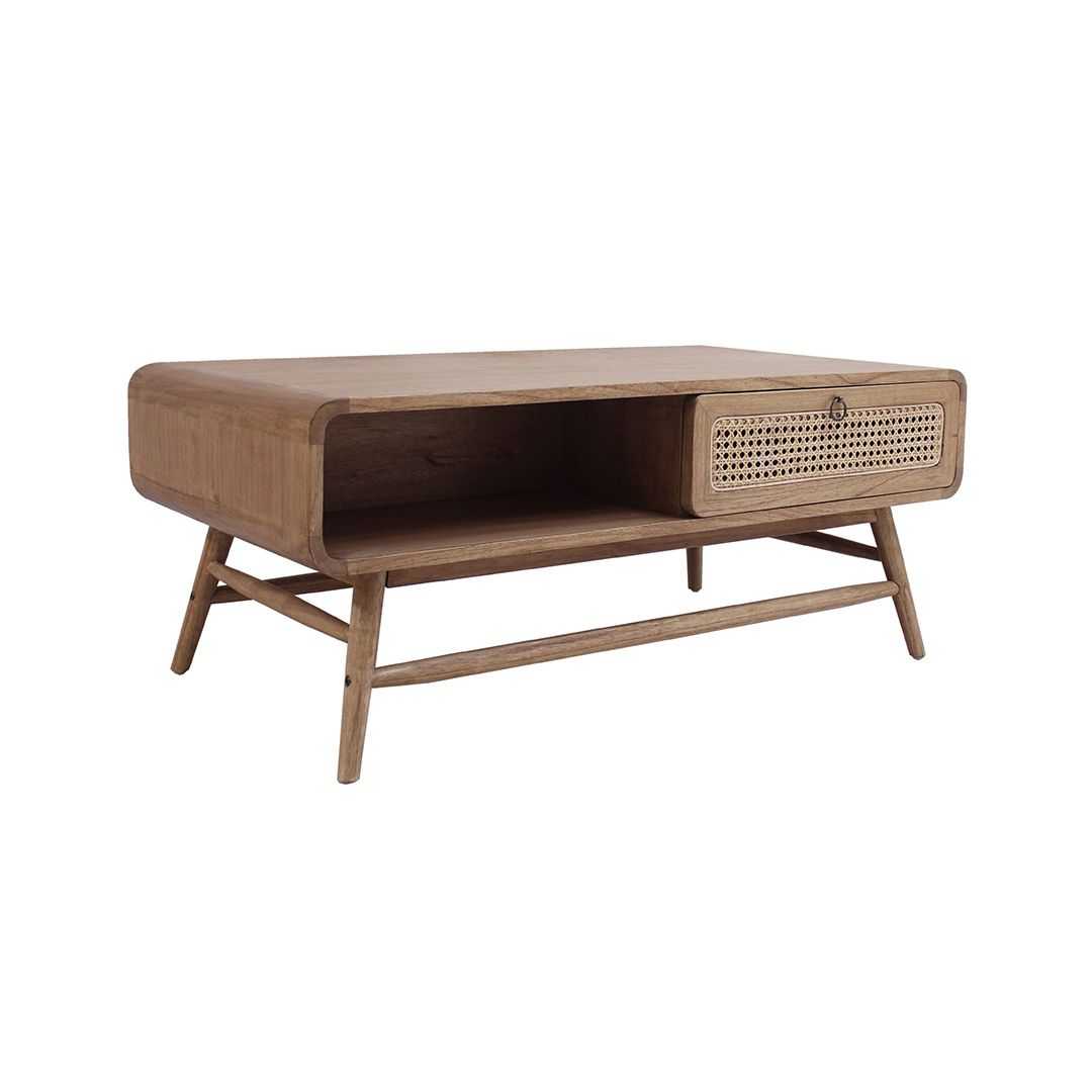 CR Vincent Solid Timber with Rattan Coffee Table