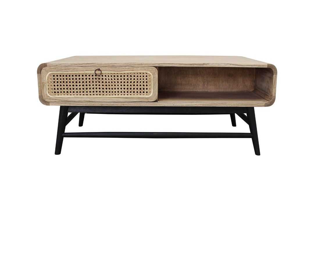 CR Vincent Solid Timber with Rattan Coffee Table