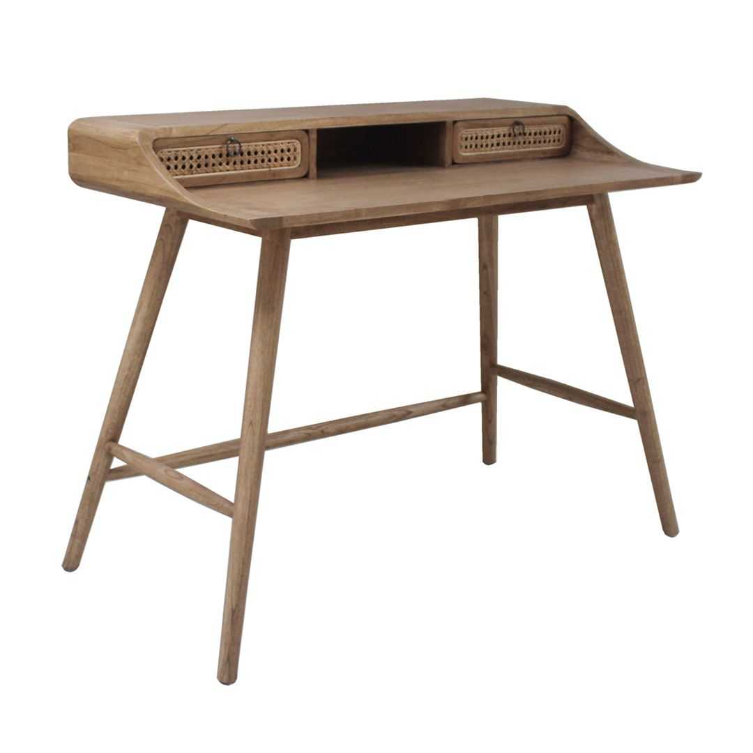 CR Vincent Solid Timber with Rattan Desk