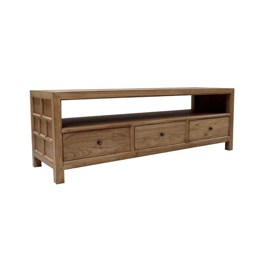 CR Evan Solid Timber TV Unit with 3 Drawers