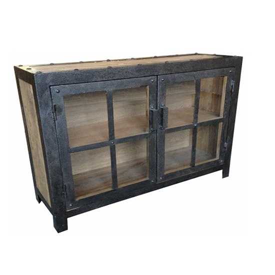 MF Industrial Iron Cabinet with Glass Doors