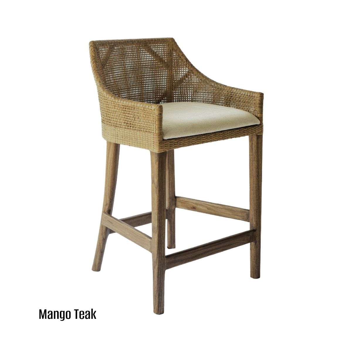 CR Tennessee Timber Frame Rattan Counter Stool