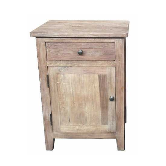 MF Recycled Elm Timber 1 Drawer 1 Door Bedside Cabinet