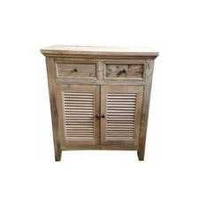 MF Recycled Elm Timber Rustic Louvre 2 Drawer & 2 Door Cabinet