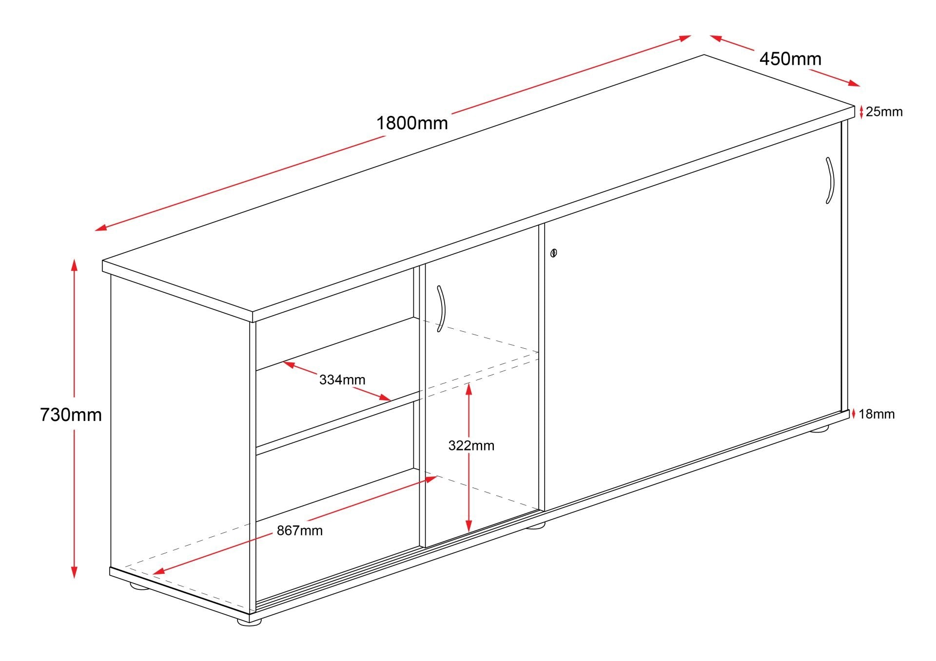 RL Rapid Worker Lockable Sliding Door Credenza