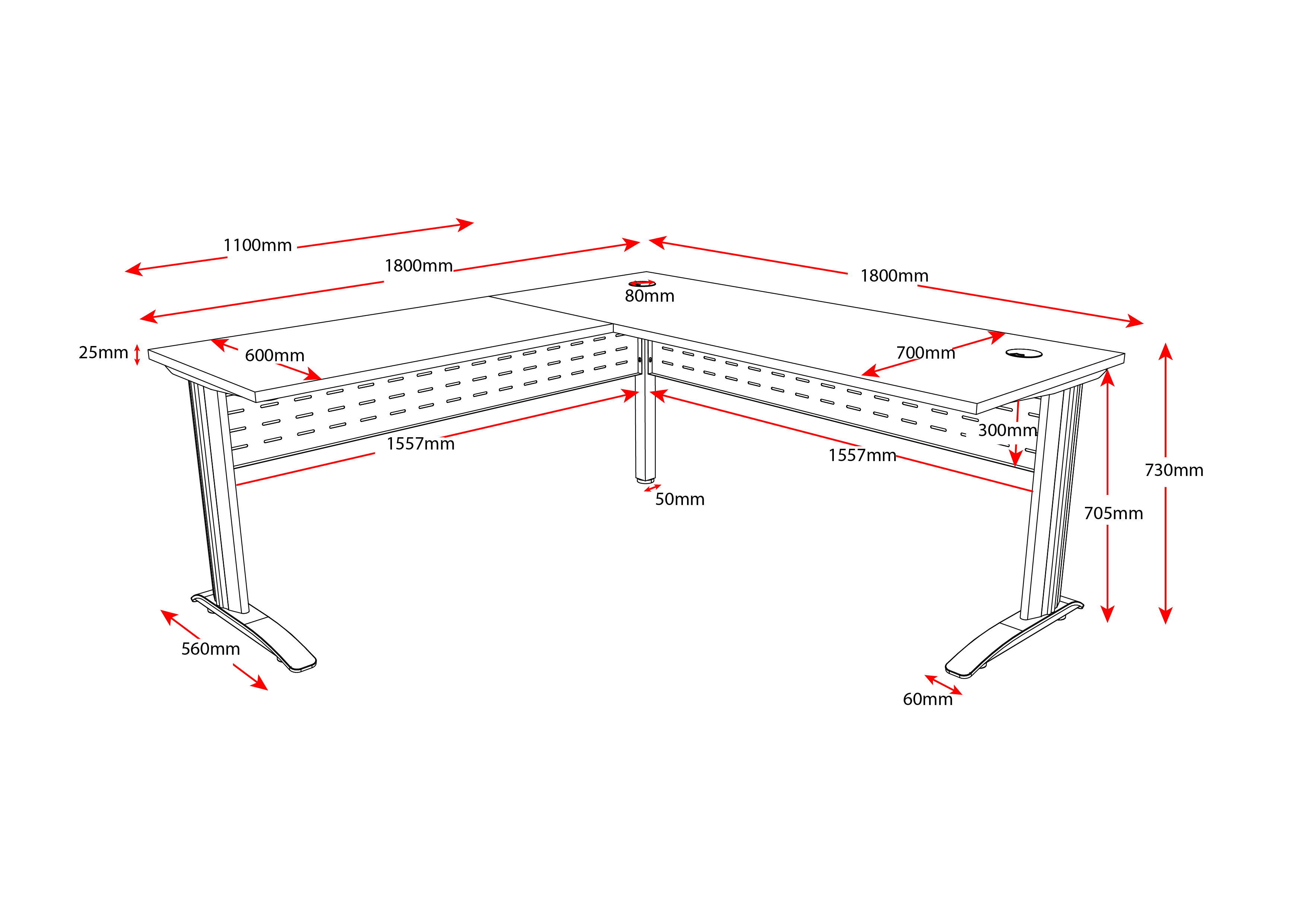 RL Span White Desk and Return
