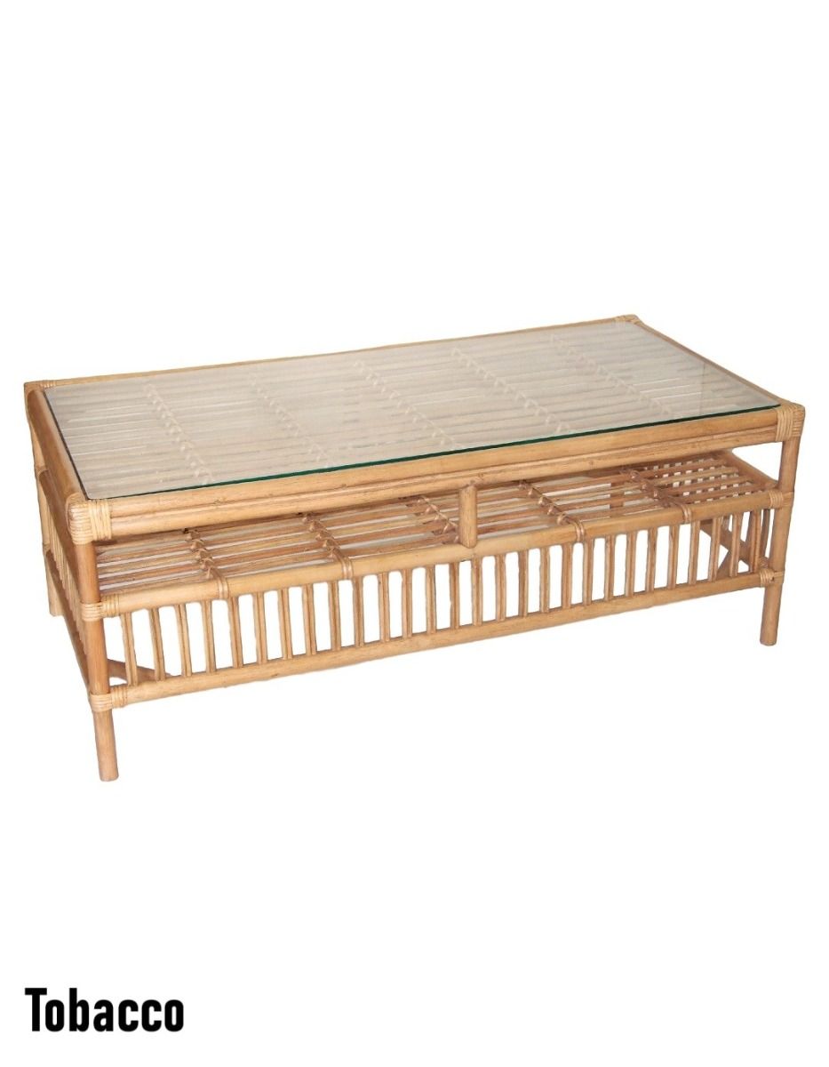 CR Americana Rattan with Glass Top Coffee Table