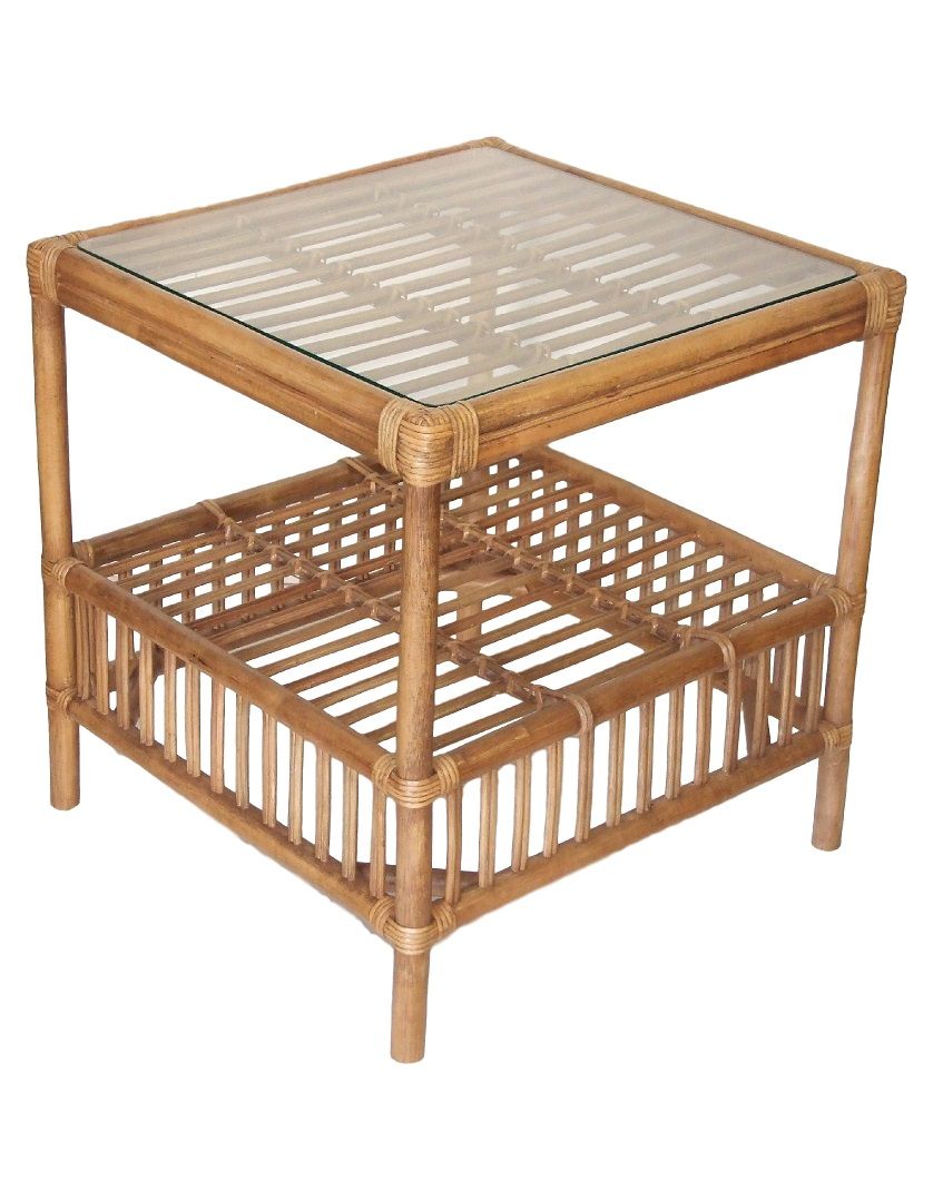 CR Americana Rattan with Glass Top Side Table