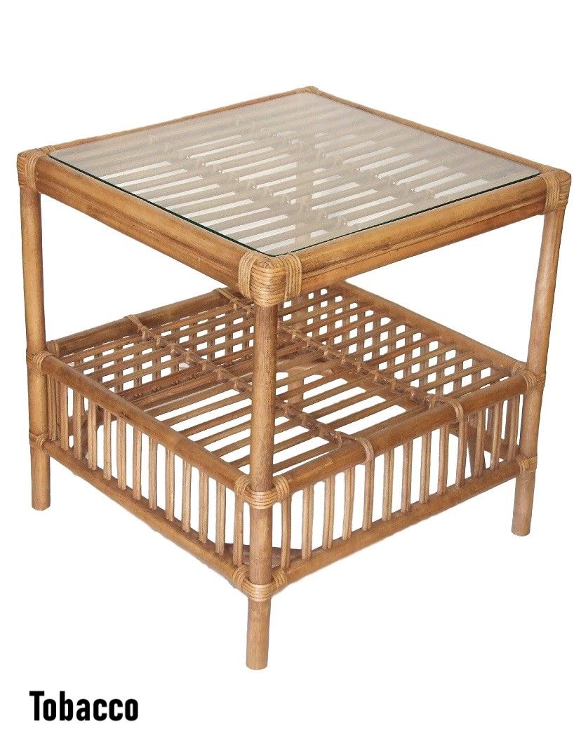 CR Americana Rattan with Glass Top Side Table