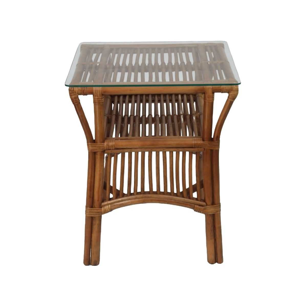 CR Atrium Rattan Side Table with Glass Top