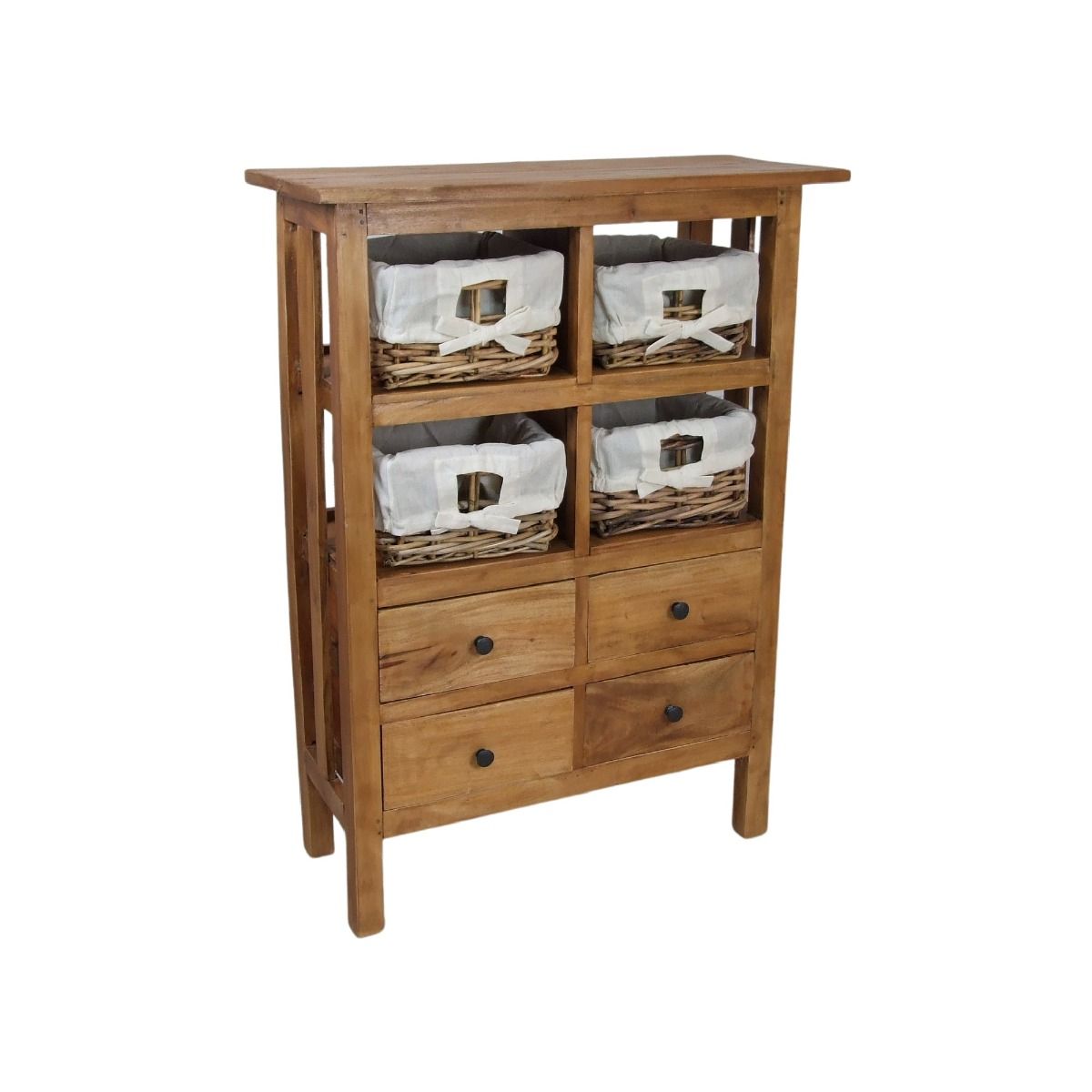 CR Arno Solid Timber 2 Drawer 4 Basket Side Table