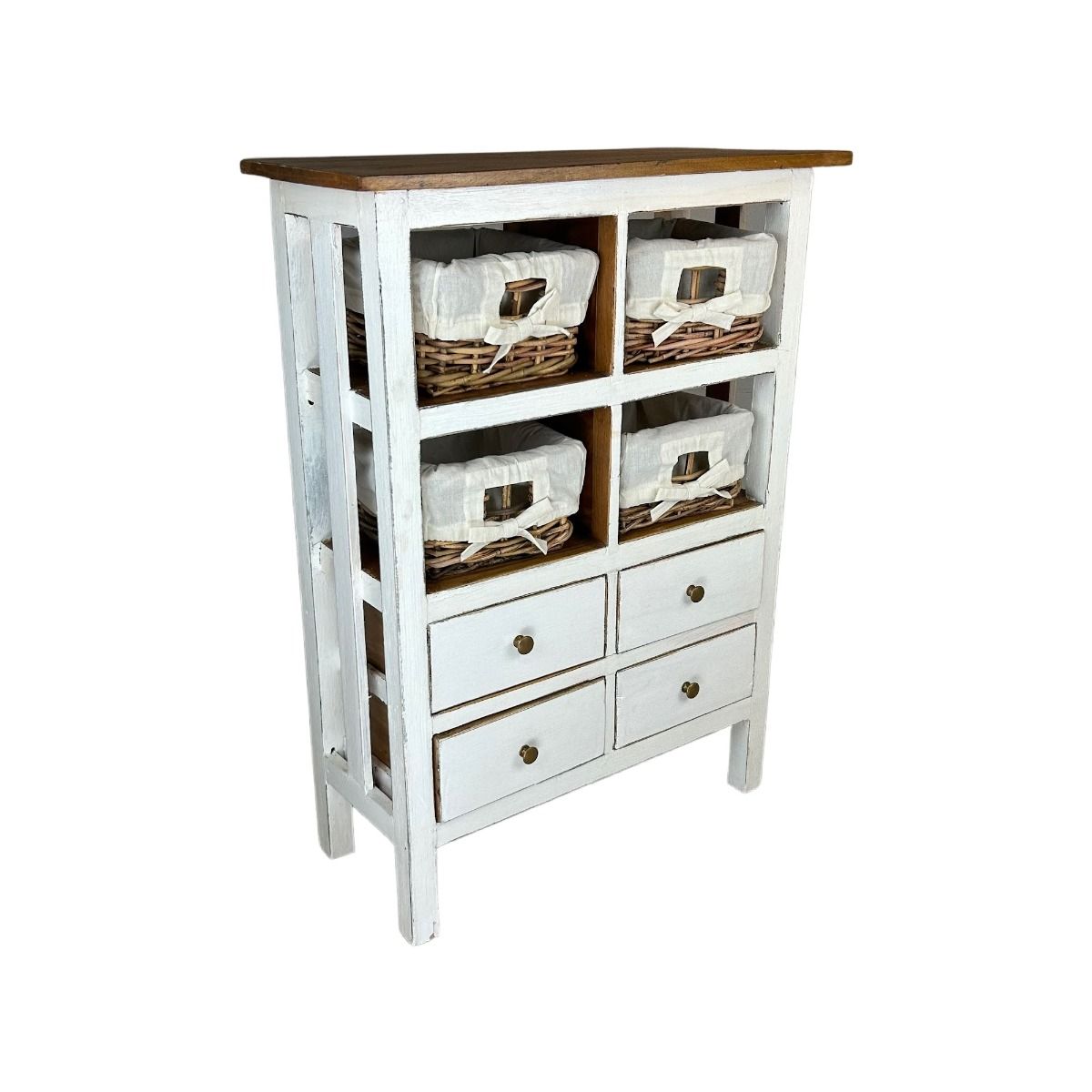 CR Arno Solid Timber 2 Drawer 4 Basket Side Table