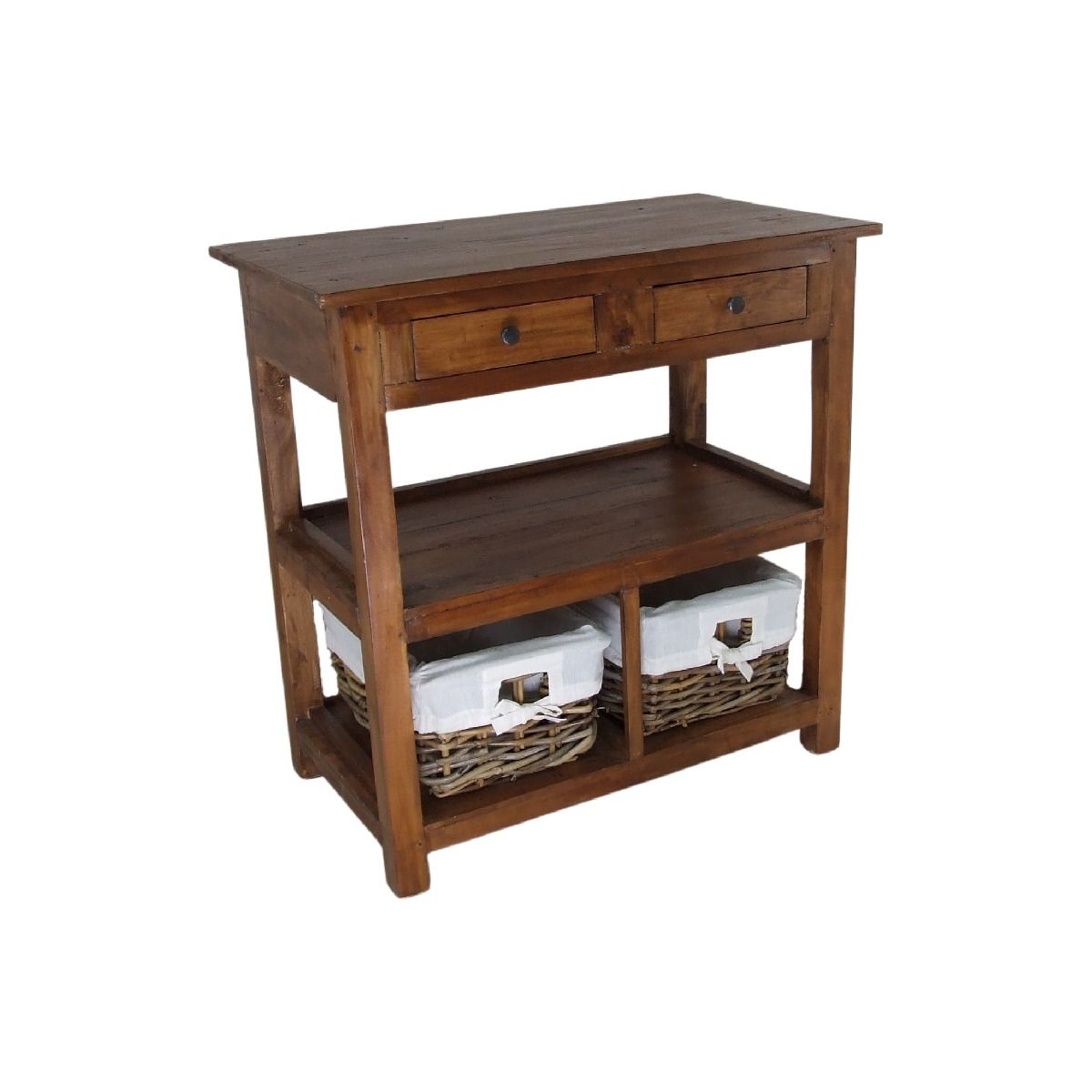 CR Arno Solid Timber 2 Drawer 2 Basket Console Table