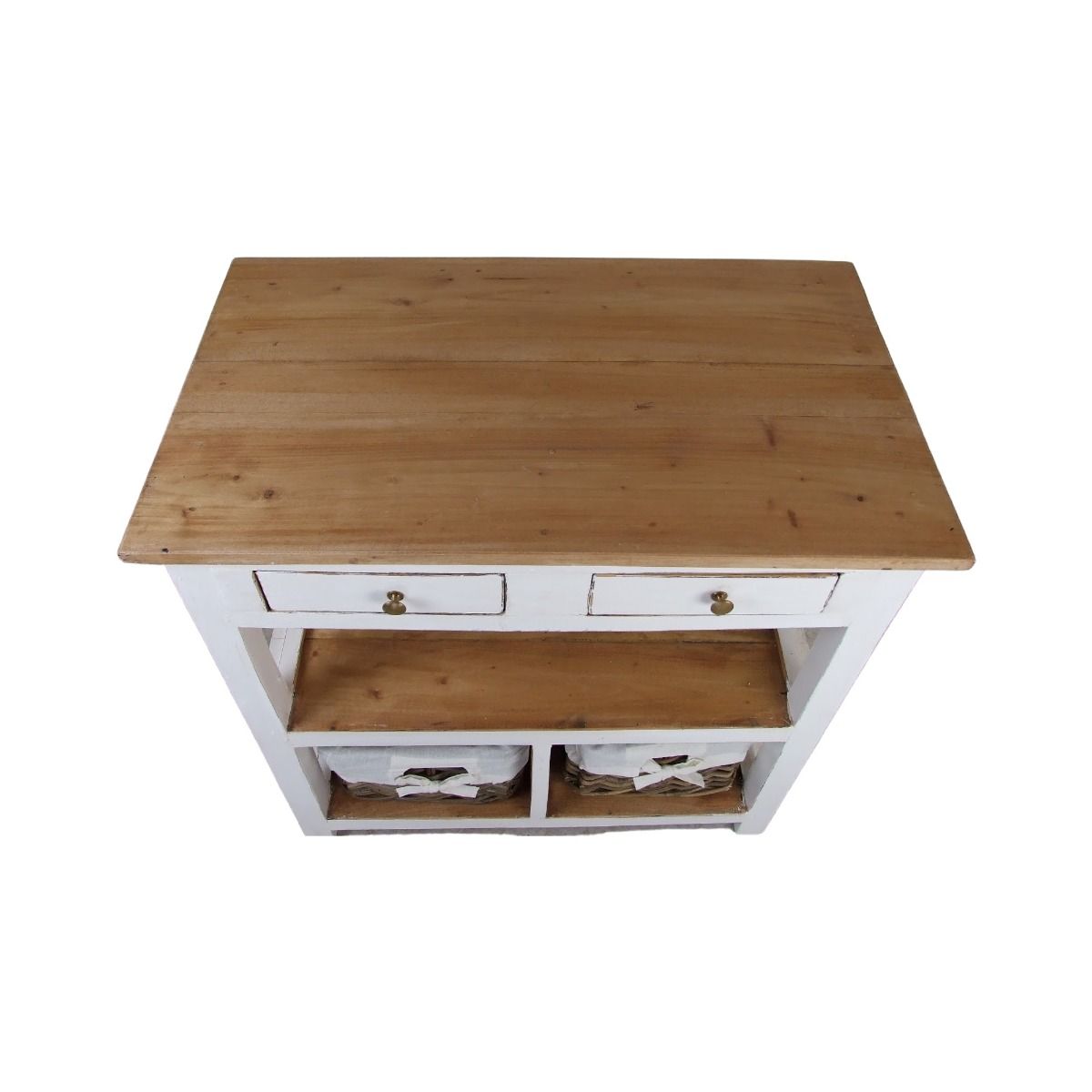 CR Arno Solid Timber 2 Drawer 2 Basket Console Table