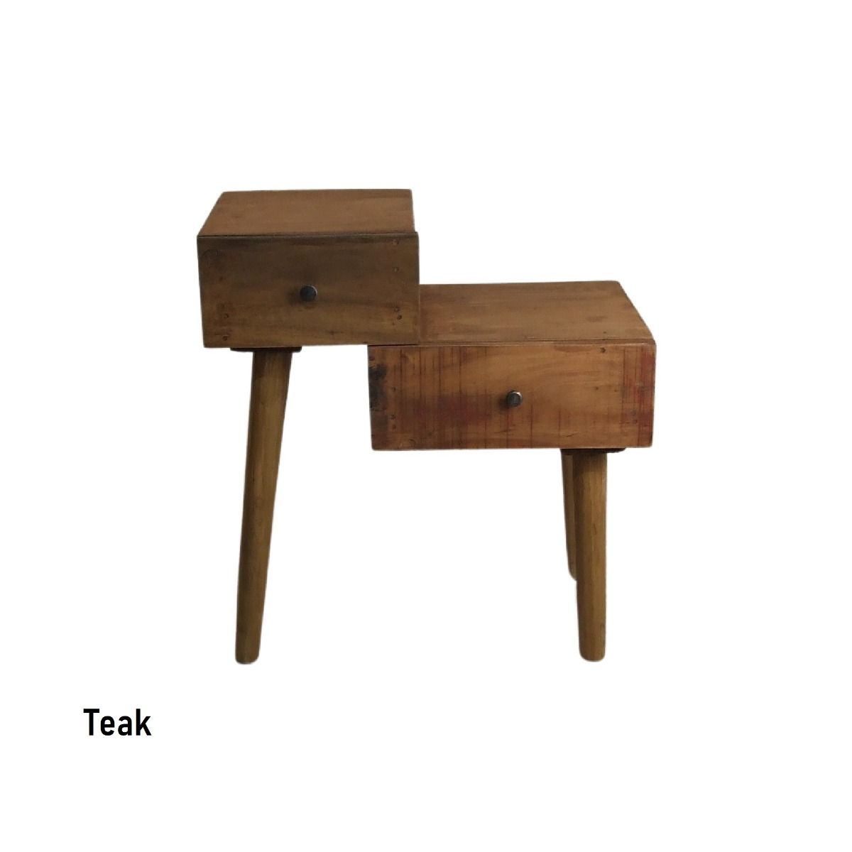 CR Cube Solid Timber 2 Drawer Side Table