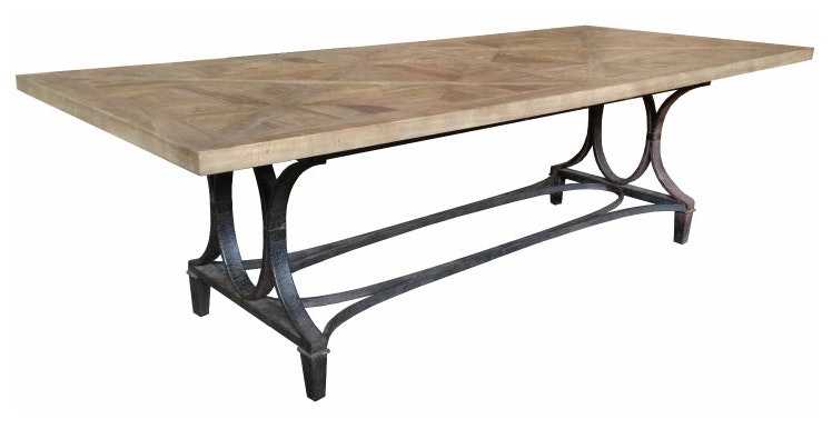 MF Bourke Recycled Elm Timber Dining Table with Rustic Metal Base