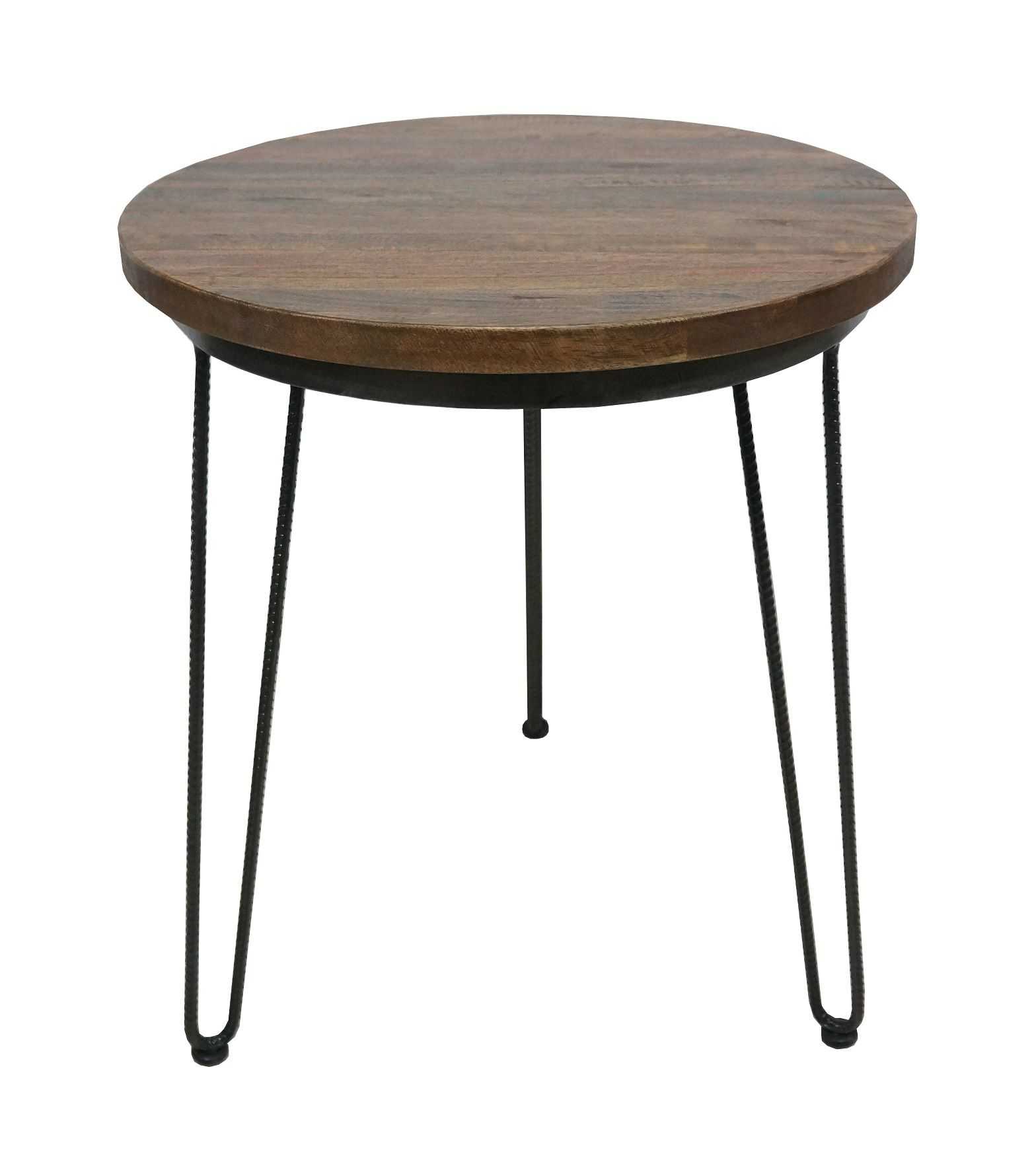 CR Malibu Side Table with Metal Legs & Timber Top