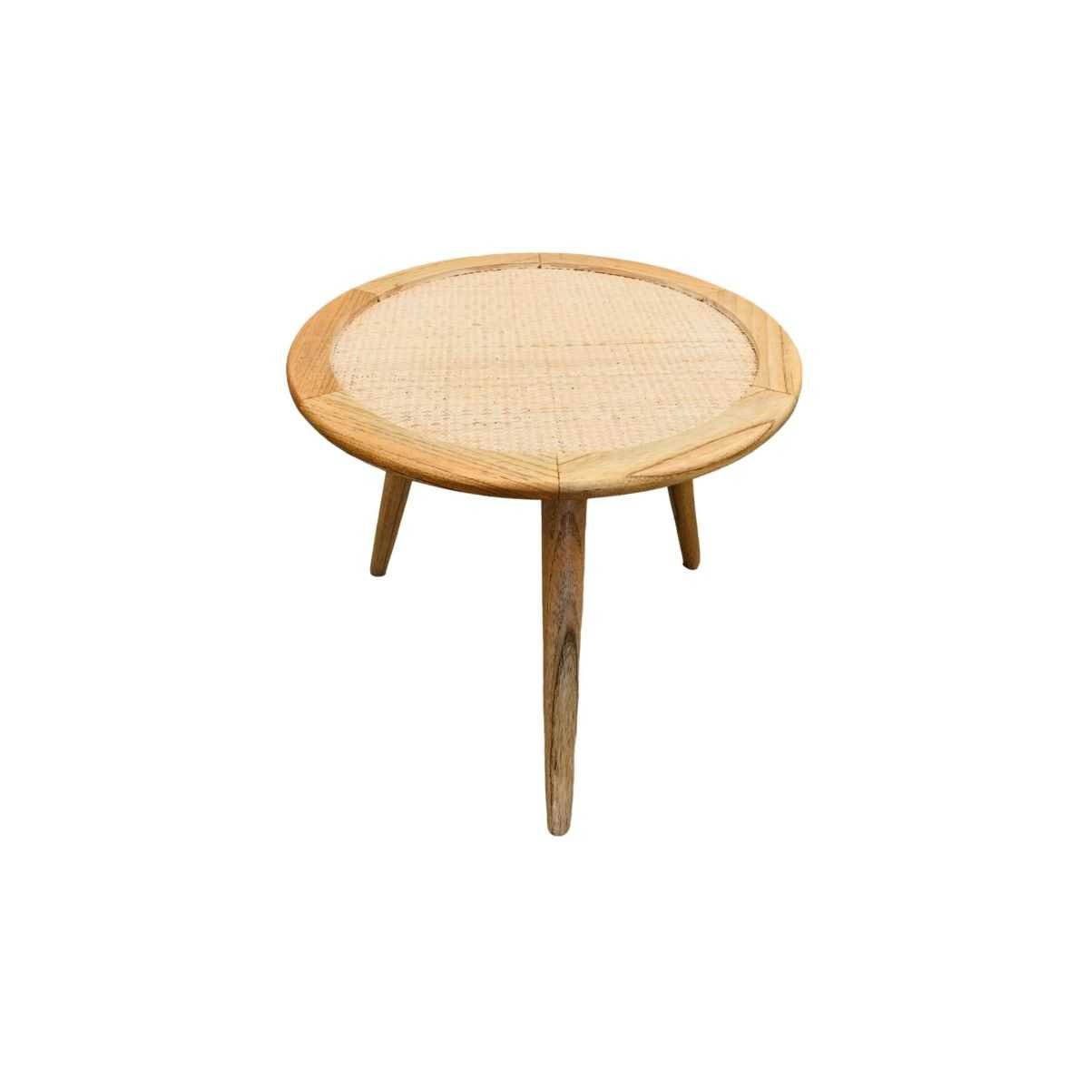 CR Rainbow Timber with Rattan Round Side Table