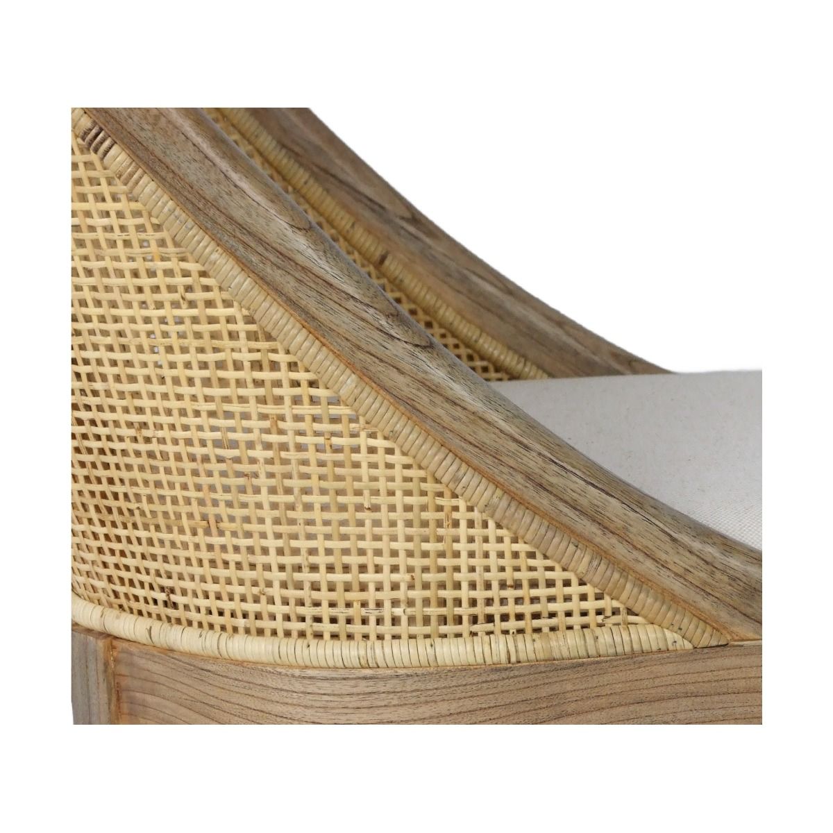 CR Alabama Timber Framed Rattan Back Fabric Seat Dining Chair