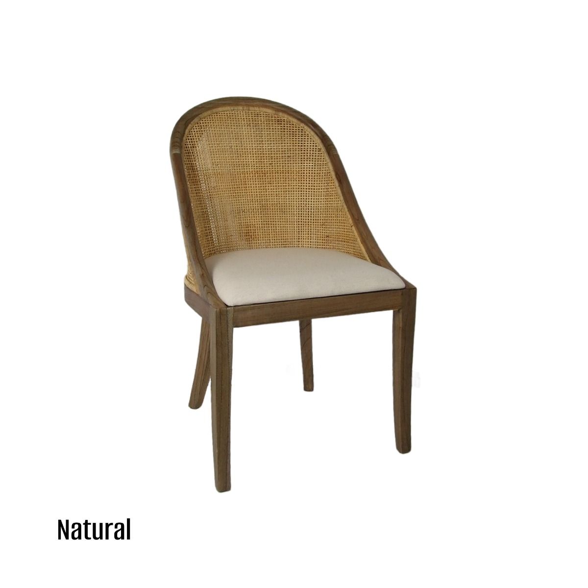 CR Alabama Timber Framed Rattan Back Fabric Seat Dining Chair