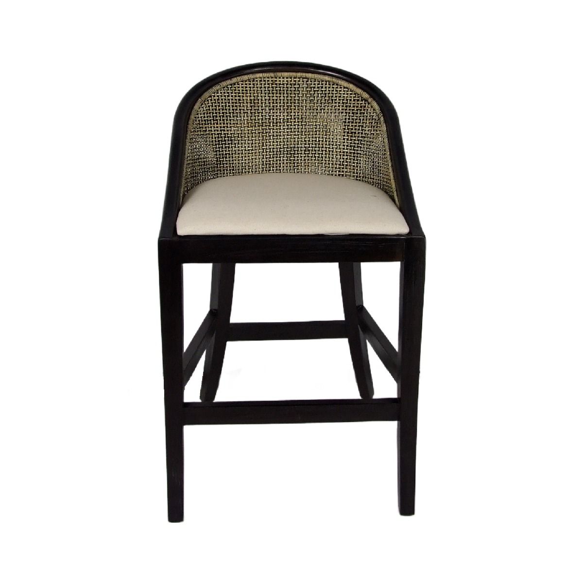 CR Alabama Timber Framed Rattan Back Fabric Seat Counter Stool