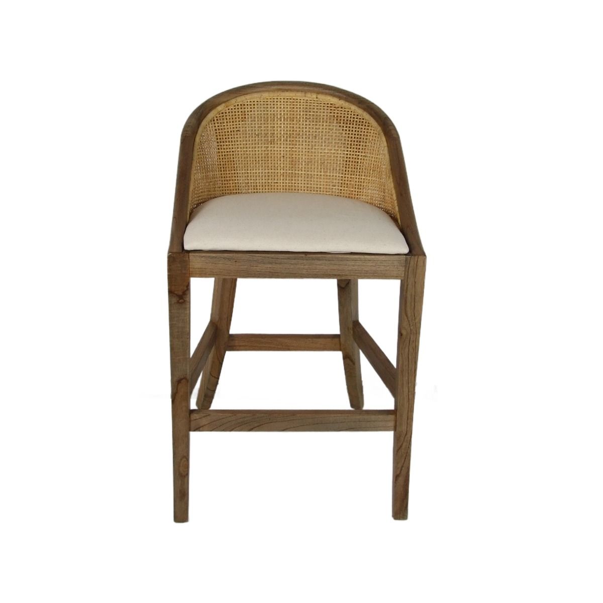 CR Alabama Timber Framed Rattan Back Fabric Seat Counter Stool