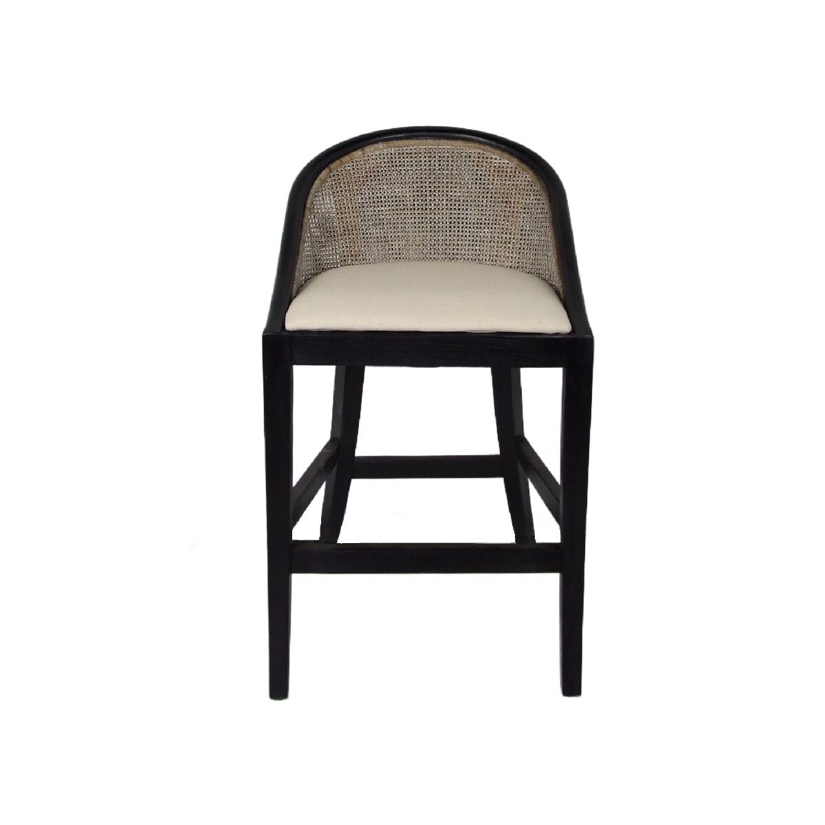 CR Alabama Timber Framed Rattan Back Fabric Seat Counter Stool