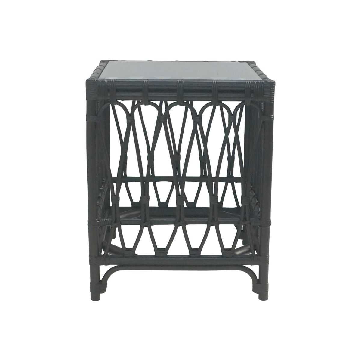 CR Antigua Rattan Side Table with Glass Top