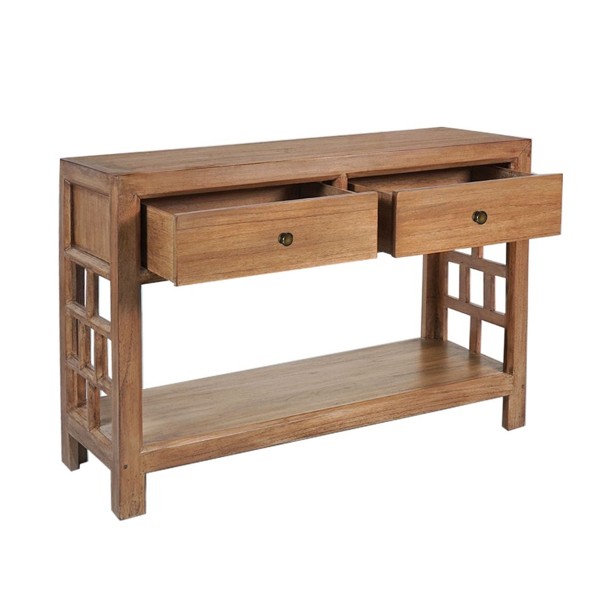 CR Evan Solid Timber 2 Drawer Console Table
