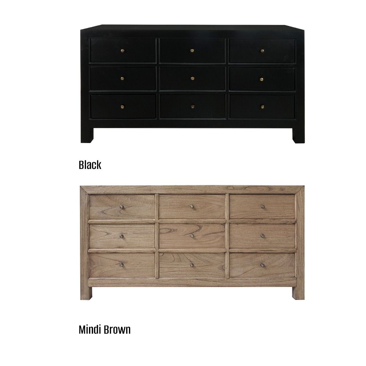 CR Evan Solid Timber 9 Drawer Chest