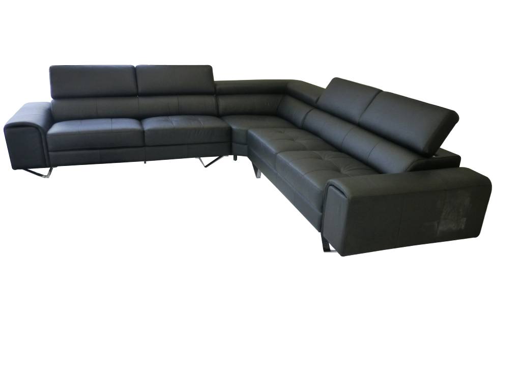 VI Bellagio 4 Seater Leather Corner Lounge with Adjustable Headrest