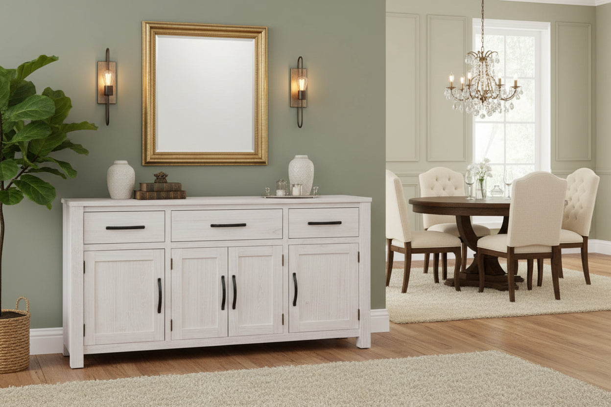 White wooden sideboard
