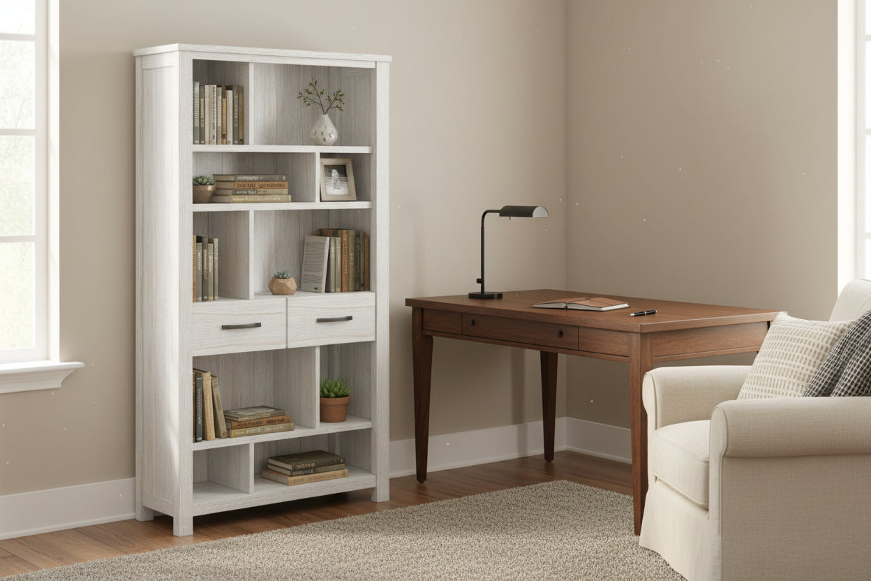 VI Florida Mountain Ash Timber Bookcase with 2 Drawers