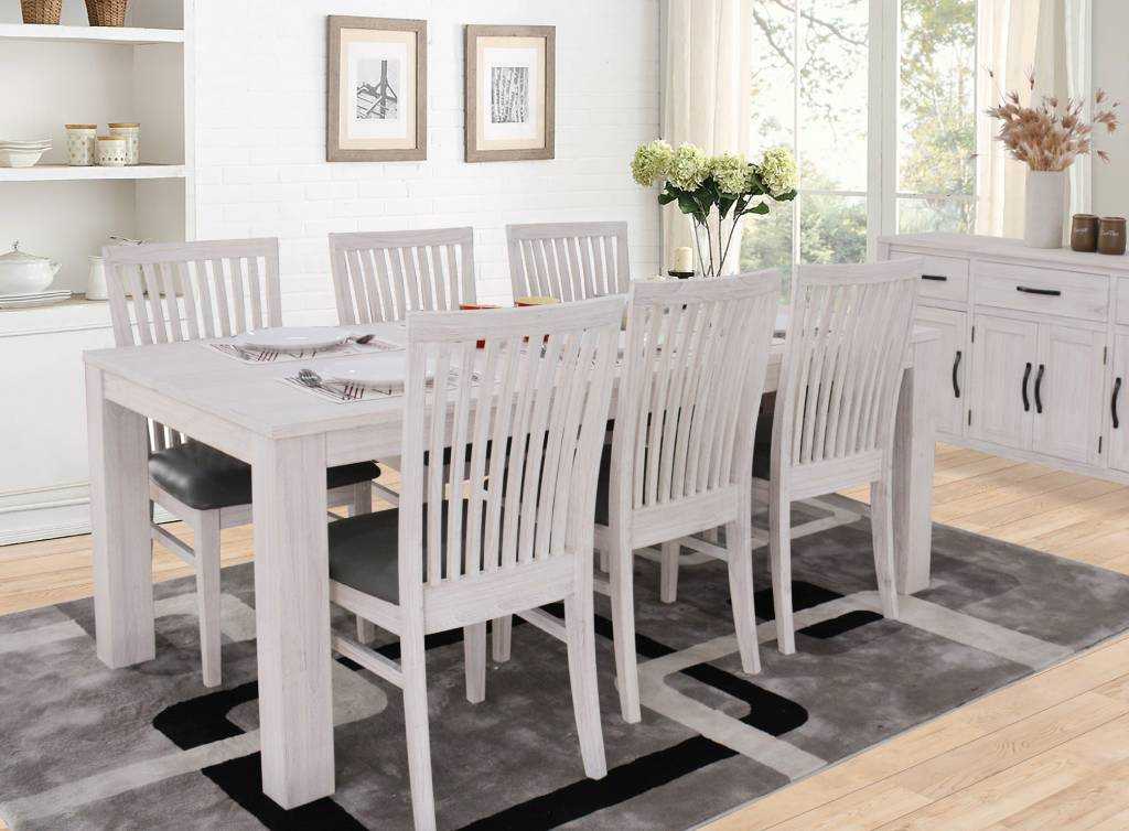 VI Florida Mountain Ash Dining Table with 6 Chairs Set