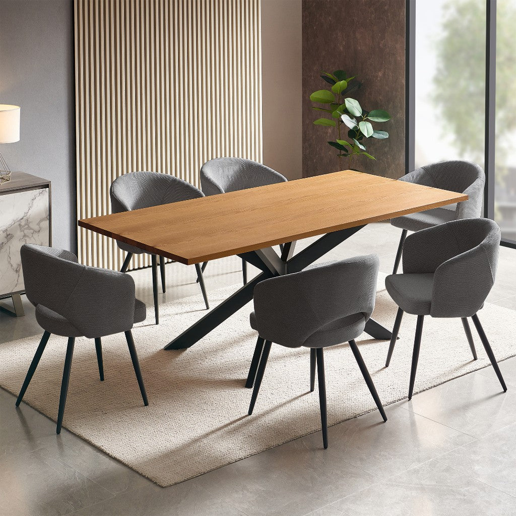 VI Matzo Fabric Upholstered Metal Leg Dining Chair
