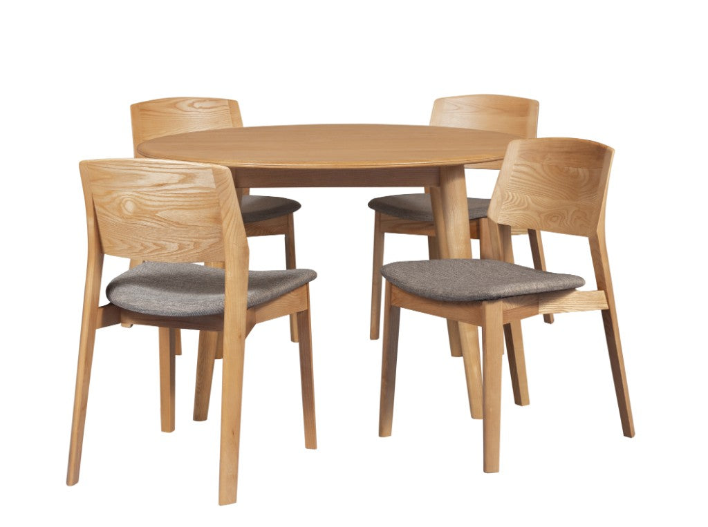 VI Lipwood Solid Timber Round Dining Table & 4 Chair Set