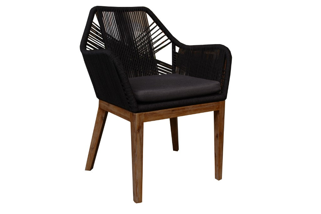 VI Faro Timber Leg Round Rope Outdoor Dining Armchair