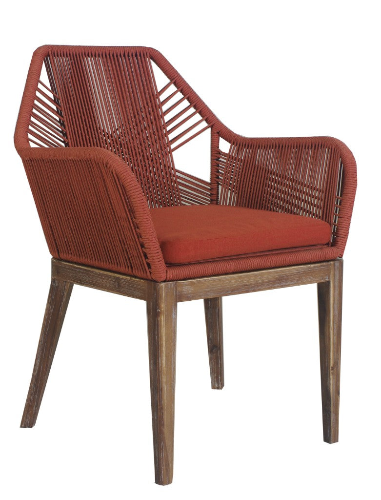 VI Faro Timber Leg Round Rope Outdoor Dining Armchair