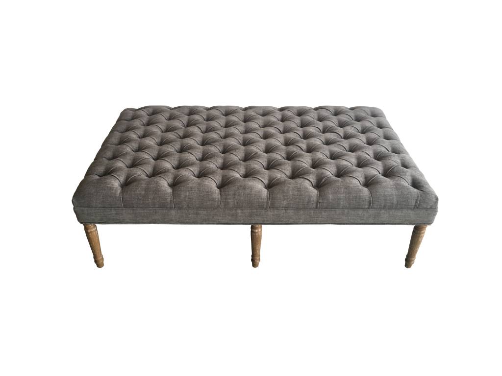 VI Lauren Timber Frame Fabric Upholstered Seat Ottoman