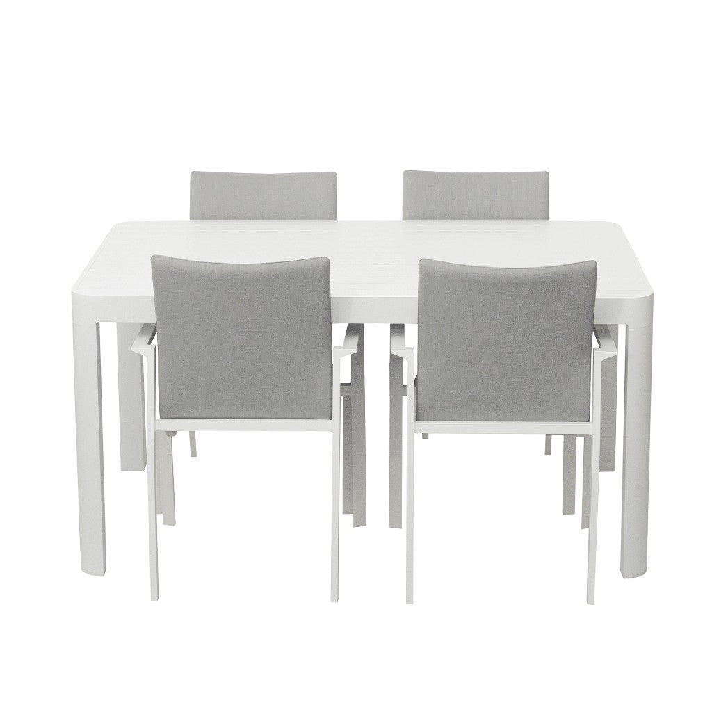 VI Baska Aluminium Extendable Outdoor Dining Table with 4 Chair Set