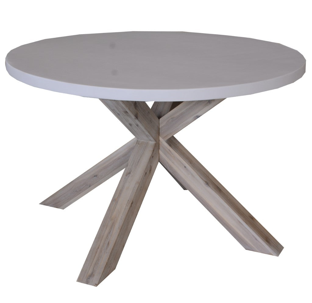 VI LIberty Concrete Top Timber Base Round Dining Table