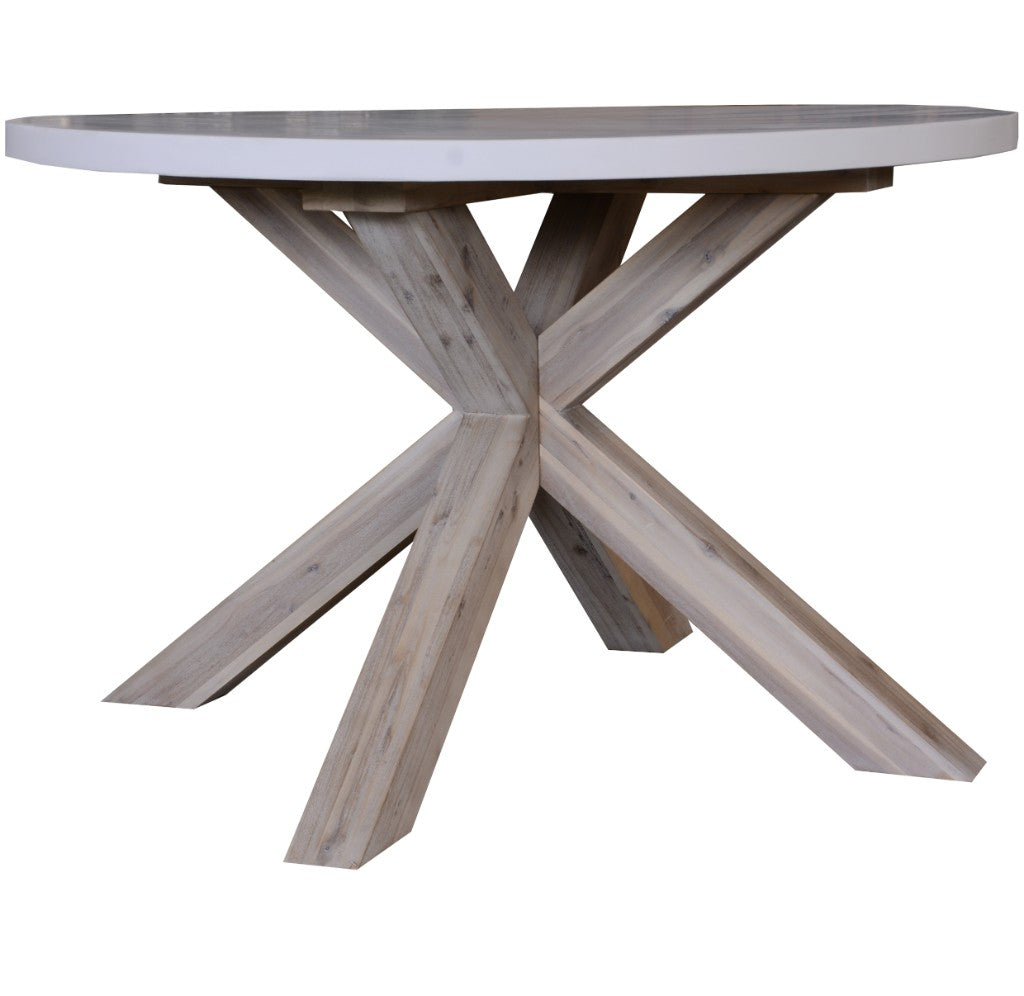 VI LIberty Concrete Top Timber Base Round Dining Table