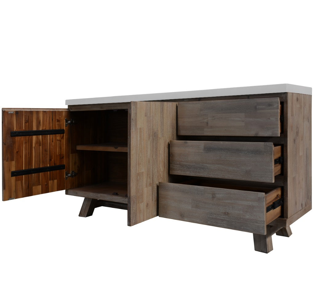 VI Liberty Concrete Top Solid Timber 2 Door 3 Drawer Buffet