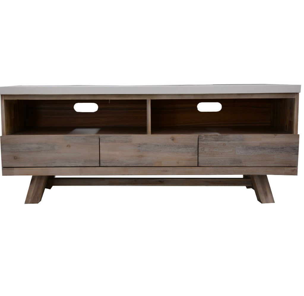 VI Liberty Concrete Top Solid Timber 3 Drawer Entertainment Unit