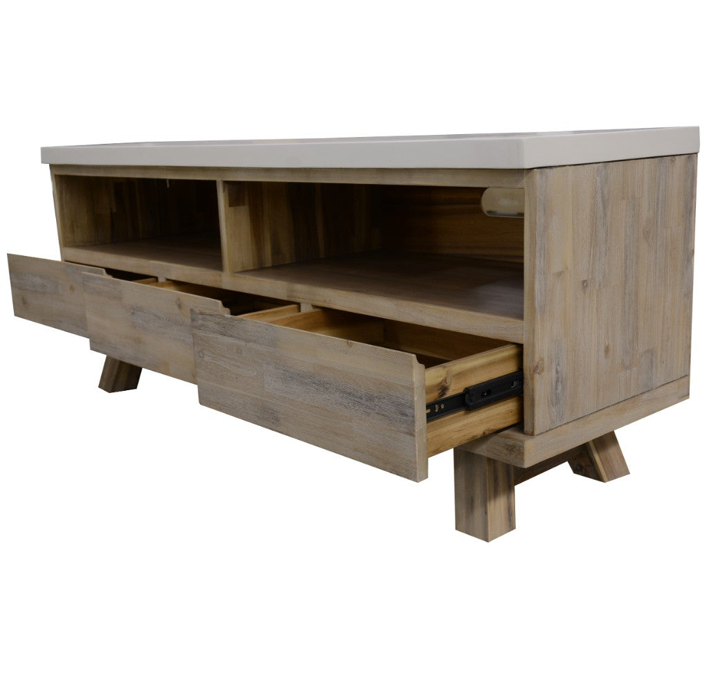 VI Liberty Concrete Top Solid Timber 3 Drawer Entertainment Unit