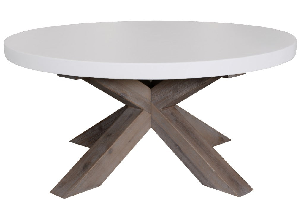 VI Liberty Timber Base Concrete Top Round Coffee Table
