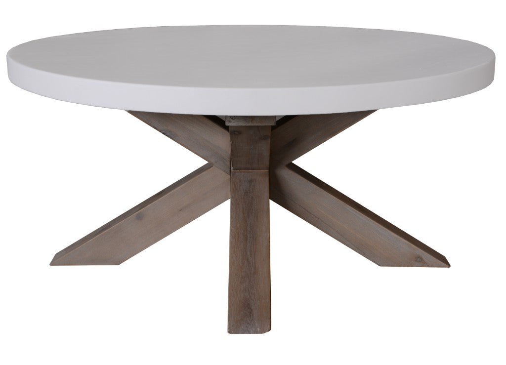 VI Liberty Timber Base Concrete Top Round Coffee Table